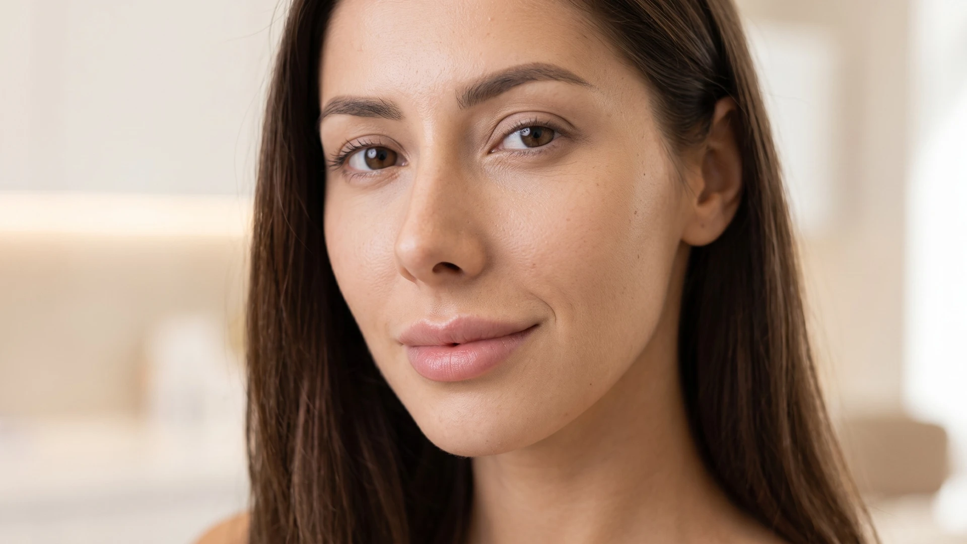 Labios naturales con piel real y luz suave